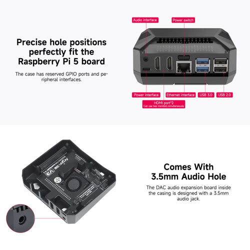 Raspberry Pi 5 Argon ONE V3 M.2 Aluminm Case Kit Built-in 30mm PWN Cooling Fan