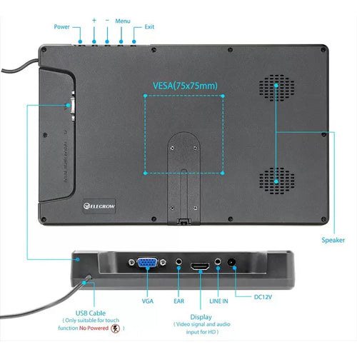 Elecrow 11.6in Touchscreen IPS 1920x1080, Compatible w/ RPi, Jetson, Beaglebone