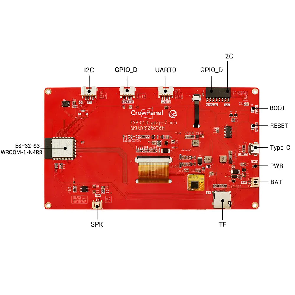 Elecrow CrowPanel 7-inch HMI ESP32 Display 800x480 RGB TFT LCD