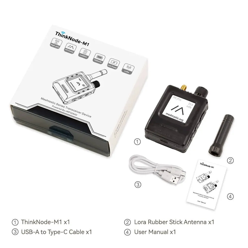 Elecrow ThinkNode M1 LoRa Meshtastic Transceiver 1.54" EPD Screen, GPS Function, nRF52840 w/ Case 915 MHz