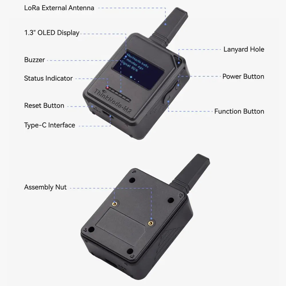 Elecrow ThinkNode M2 LoRa Meshtastic Signal Transceiver Powered by ESP32-S3 w/ 1.3” OLED Display w/ Case
