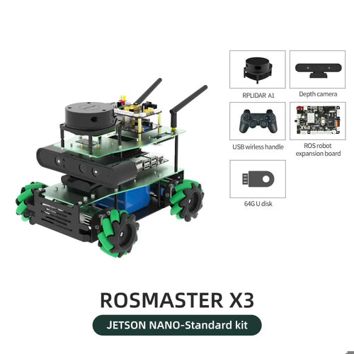 Yahboom Rosmaster X3 ROS2 Robot w/ Mecanum Wheel (Jetson Nano Standard Version w/o Nano SUB Board)