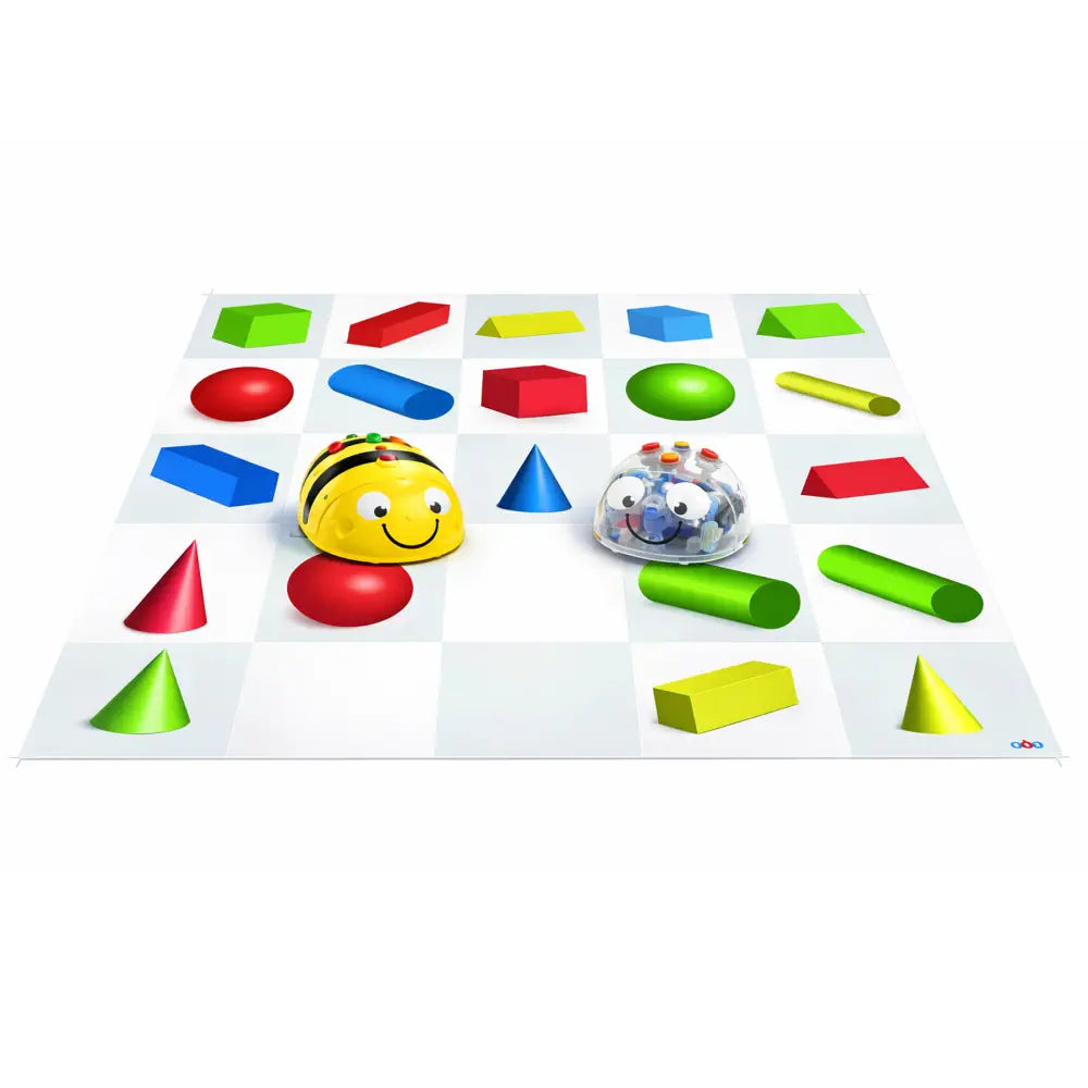 TTS Bee-Bot &amp; Blue-Bot 3D Shapes Coding Mat - Interactive STEM Geometry &amp; Programming Learning Play mat for Kids - Durable Educational Robot Floor Mat | 75 x 75 cm