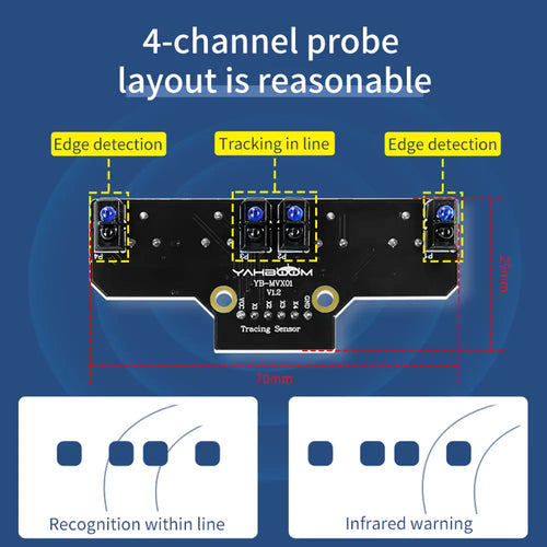 Yahboom 4 channel infrared tracking sensor module (XH2.54-6Pin port)