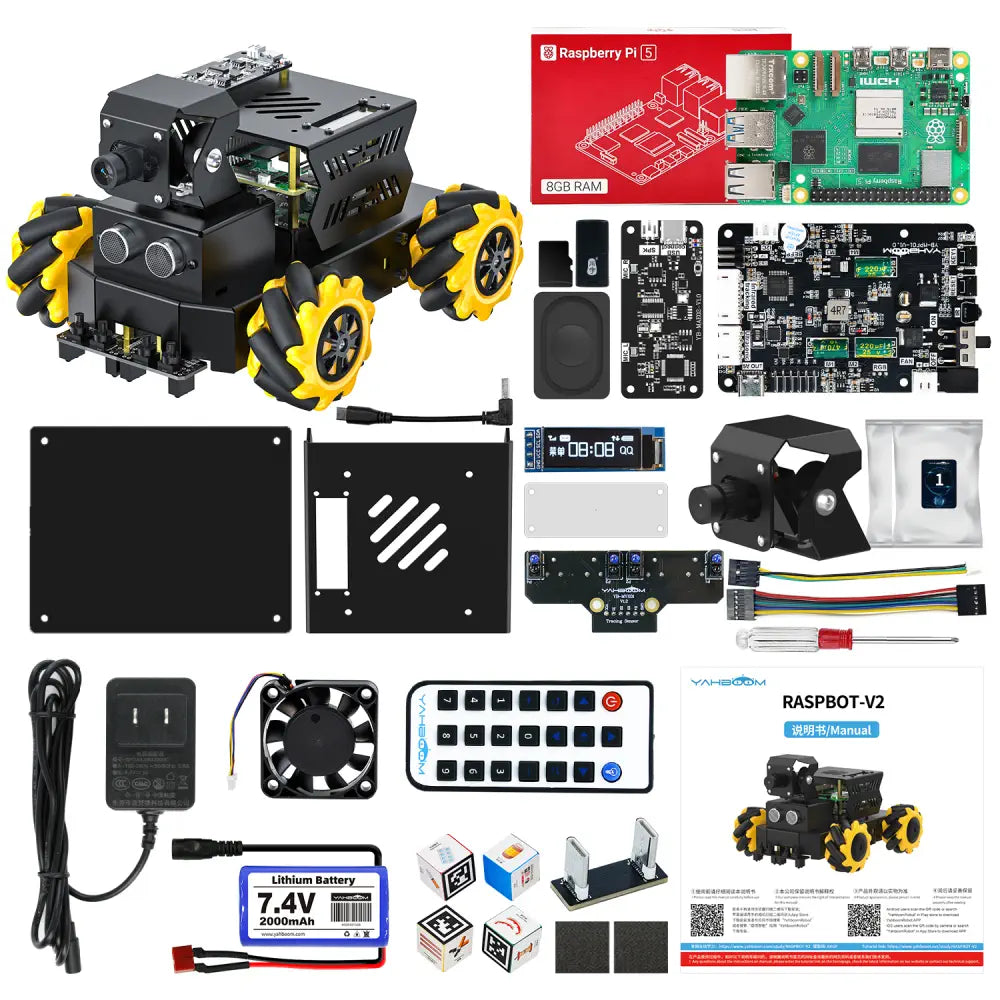 Yahboom AI Vision Robot Raspberry Pi 5 Car Support Python Progamming Open Source-Superior Version((RPi5 8GB Board))