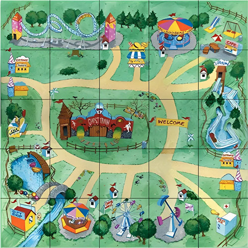 TTS Oti-Bot, Loti-Bot and Pro-Bot Floor Robot Mat Educational Playmats Bundle for Kids | Includes 1 Rally Mat, 1 Shapes Mat, and 1 Amusement Park Mat - IT00260