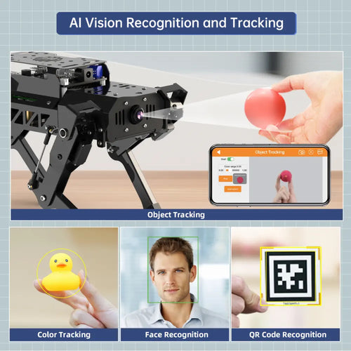 Hiwonder PuppyPi Pro ROS Quadruped Robot, Integrated with AI Large Model (ChatGPT), Supports AI Vision, Voice Interaction, LiDAR, and Robotic Arm Attachment (Pro Kit/ Raspberry Pi 5 8GB)