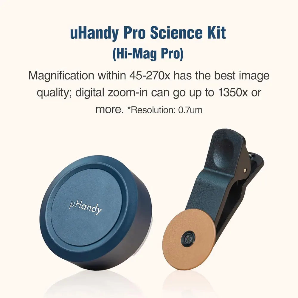 uHandy Pro Mobile Microscope Science Kit – 45×–270× Portable Smartphone/Ta­blet Microscope with Hi-Mag Pro Lens for STEM, Education &amp; Field Exploration