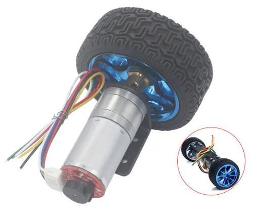 25D 12V Encoder Gear Motor w/ Mounting Bracket 65mm Wheel for Smart Robot DIY