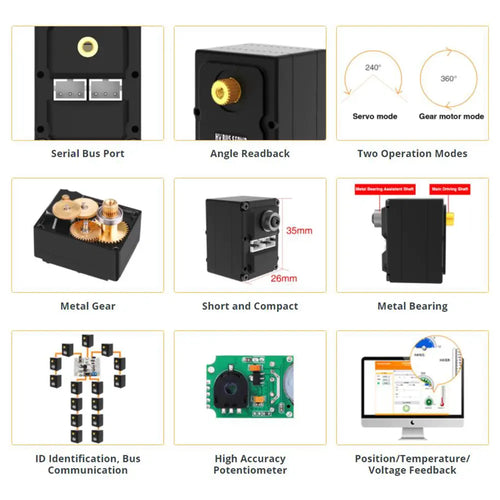 Hiwonder HX 06L Serial Bus Servo w/ Double Shaft, 6KG Torque &amp; Data Feedback Function