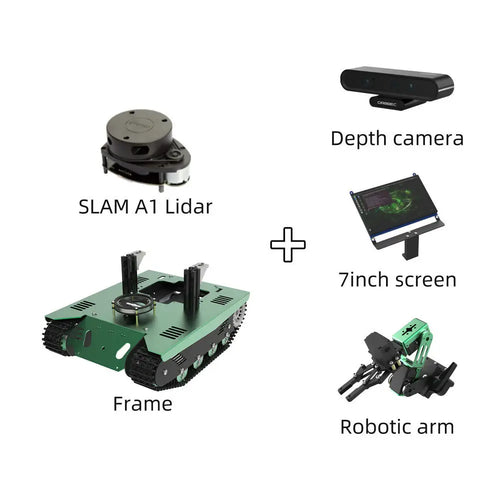 Yahboom Transbot ROS AI Robot for Jetson NANO 4GB with Depth Camera, Radar, Robotic Arm and 7 Inch Touch Screen(without Jetson NANO SUB board)