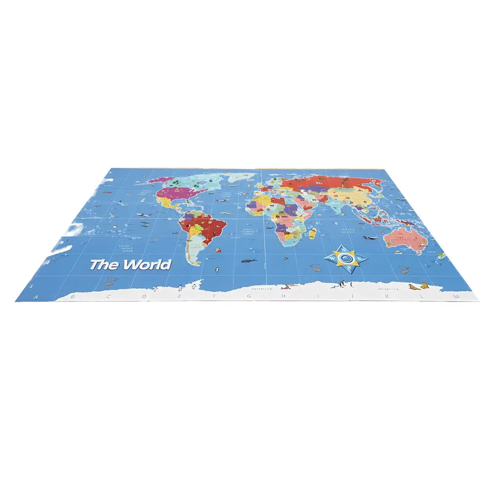 TTS World Outdoor &amp; Classroom Map - Bee-Bot &amp; Blue-Bot Compatible, Weather-Resistant Geography Wall / Floor Mat, Interactive Coding &amp; Spatial Learning, STEAM Education | 80×145 cm