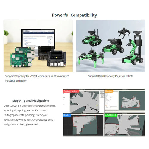 LD19 D500 LiDAR Developer Kit, 360 DToF Laser Scanner, Supports ROS1/2, Raspberry Pi &amp; Jetson Nano