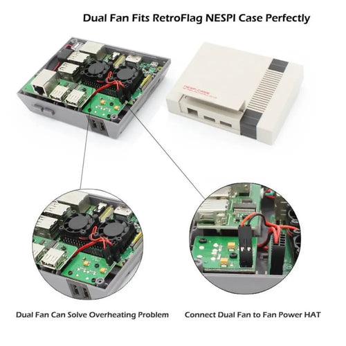 Fan Kit & Aluminum Heatsinks w/ 3M Thermal Tape for Raspberry Pi 3/2 Model B/B+