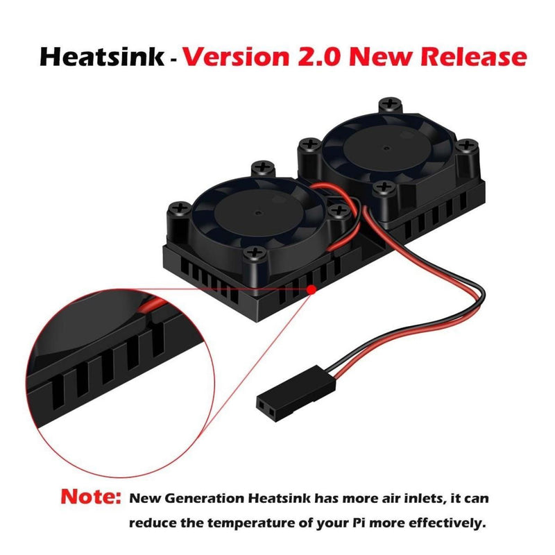 Fan Kit & Aluminum Heatsinks w/ 3M Thermal Tape for Raspberry Pi 3/2 Model B/B+