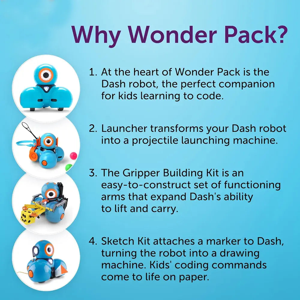 Wonder Workshop Dash Robot Wonder Pack – STEM Coding Toy for Kids 6+ | Programmable Educational Robot