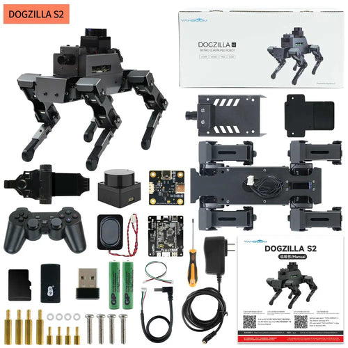 Yahboom 12DOF ROS2 Robot Dog DOGZILLA S2 with AI Vision Support Lidar Mapping Navigation for Raspberry Pi 5(without Raspberry Pi board)