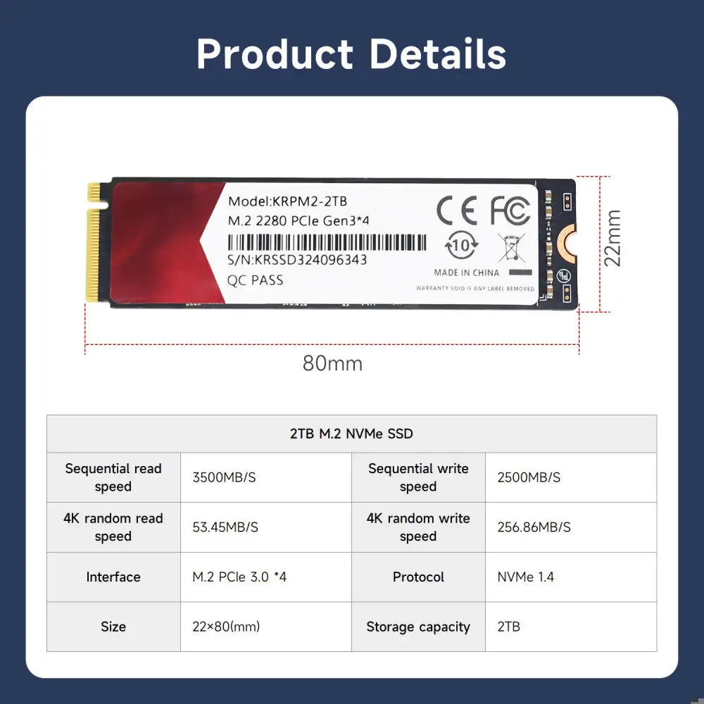 2TB M.2 NVMe Solid State Drive