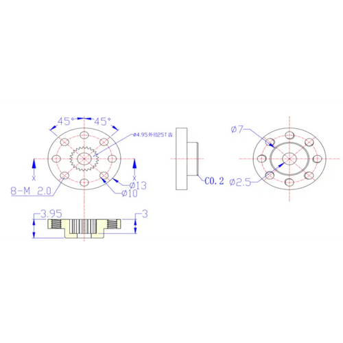 FeeTech 6V 4.5 Kg 360° Magnetic Encoders Double Shaft Serial