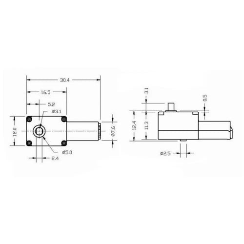 GM24 - Tiny Geared Motor w/ 90 Degree Shaft