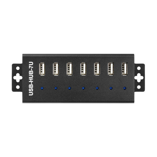 Industrial Grade USB HUB, 7x USB 2.0 Ports (US Plug)
