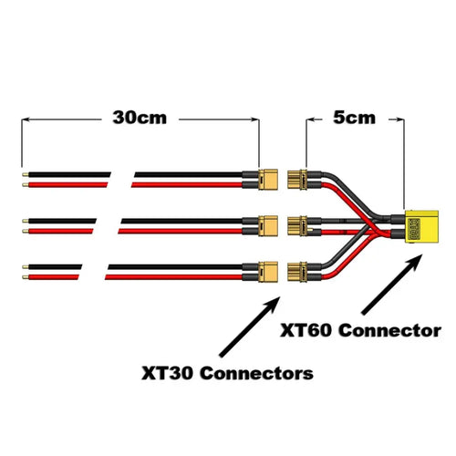 Lynxmotion - A4WD3 Power Wiring Harness XT60 to XT30