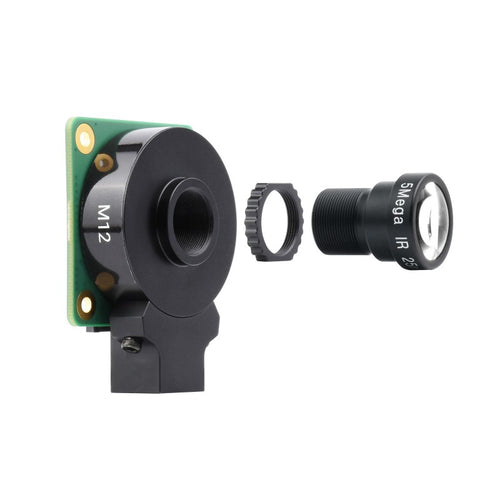 M12 Long 25mm Focal Length Lens, 5MP, Large Aperture for RPi HQ Camera