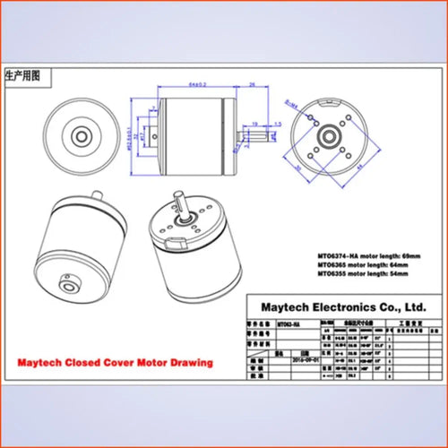 Maytech MTO6365 170kv Brushless Motor w/ Hall Sensor