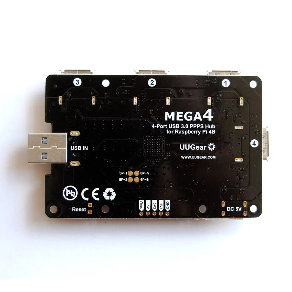 MEGA4 4-port USB 3.1 PPPS HUB for Raspberry Pi 4B