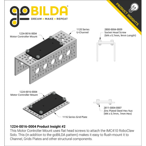 Motor Controller Mount for Basic Micro RoboClaw 1x60A