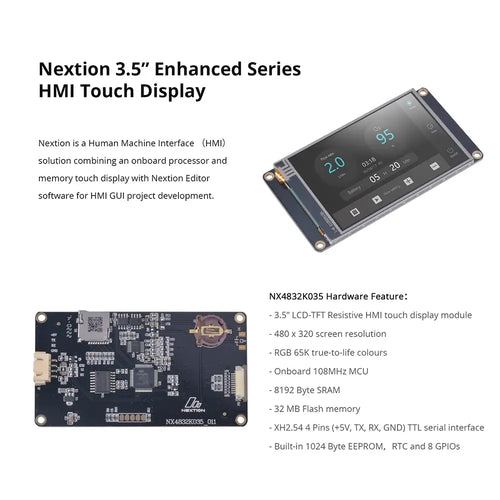 Nextion 3.5” Enhanced Series HMI Touch Display (NX4832K035)
