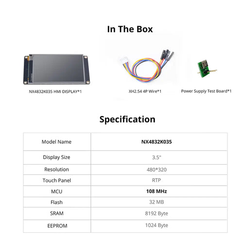 Nextion 3.5” Enhanced Series HMI Touch Display (NX4832K035)