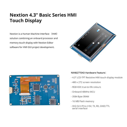 Nextion 4.3” Basic Series HMI Touch Display (NX4827T043)
