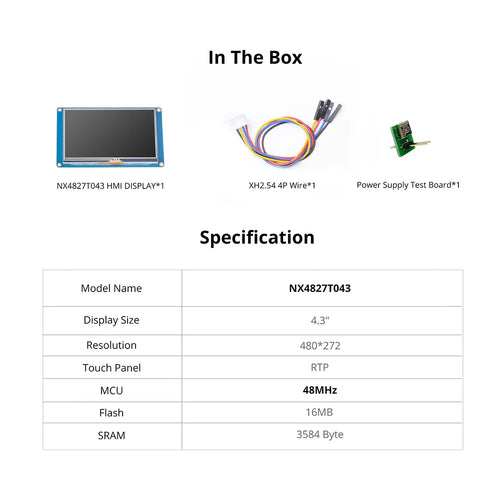 Nextion 4.3” Basic Series HMI Touch Display (NX4827T043)