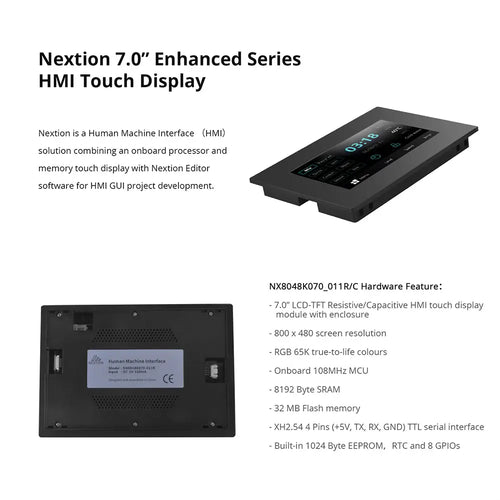 Nextion 7.0” Enhanced Series HMI Touch Display w/ Enclosure (NX8048K070)