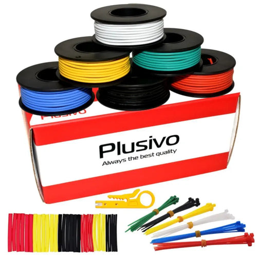 Plusivo 20AWG Hook Up Wire Kit w/ PVC Jacket - 6 Colors (7m each)