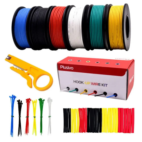 Plusivo 24AWG Hook Up Wire Kit - 6 Colors (11m each)