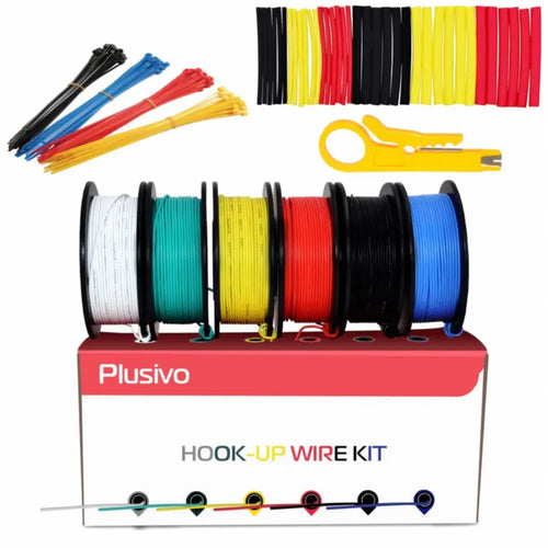 Plusivo 30AWG Hook Up Wire Kit - 6 Colors (20m each)