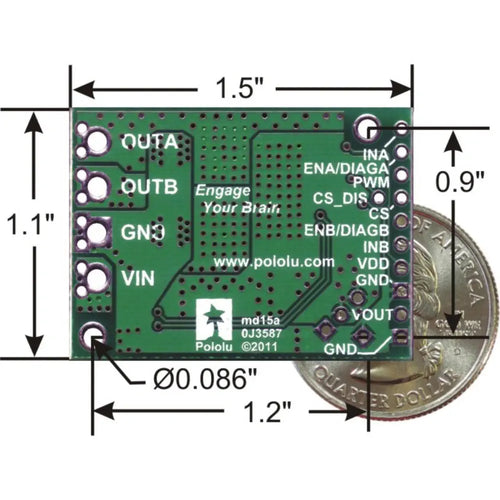 Pololu 12A, 5.5 - 24V Single Motor Controller