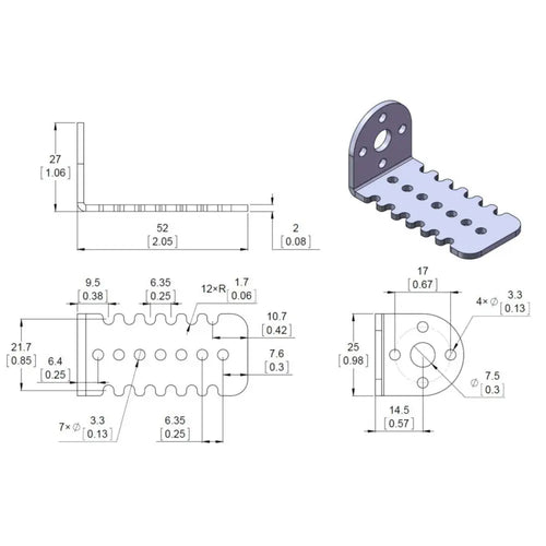 Pololu 25D mm Metal Gearmotor Bracket (Pair)