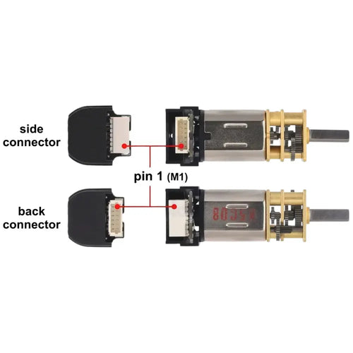 Pololu 298:1 Micro Metal Gearmotor HP 6V w/ 12 CPR Encoder, Back Connector