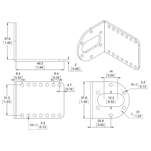 Pololu 37D mm Metal Gearmotor Bracket (Pair)