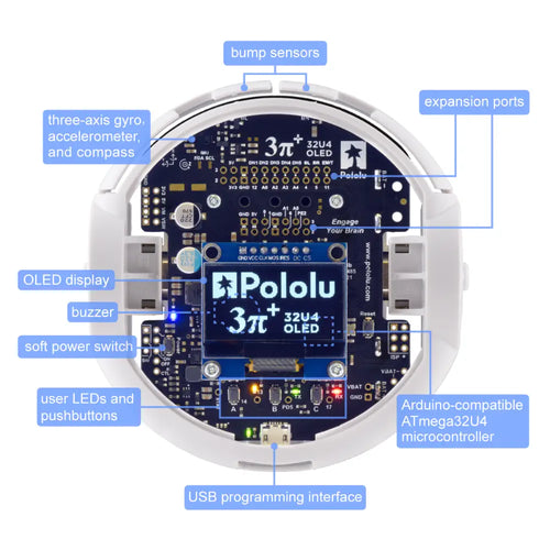 Pololu 3pi+ 32U4 OLED Robot Kit w/ 15:1 HPCB Motors (Hyper Edition Kit)