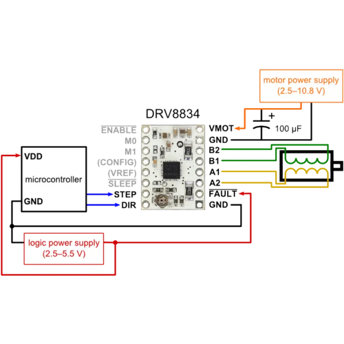 Pololu DRV8834 Low-Voltage Stepper Motor Driver Carrier