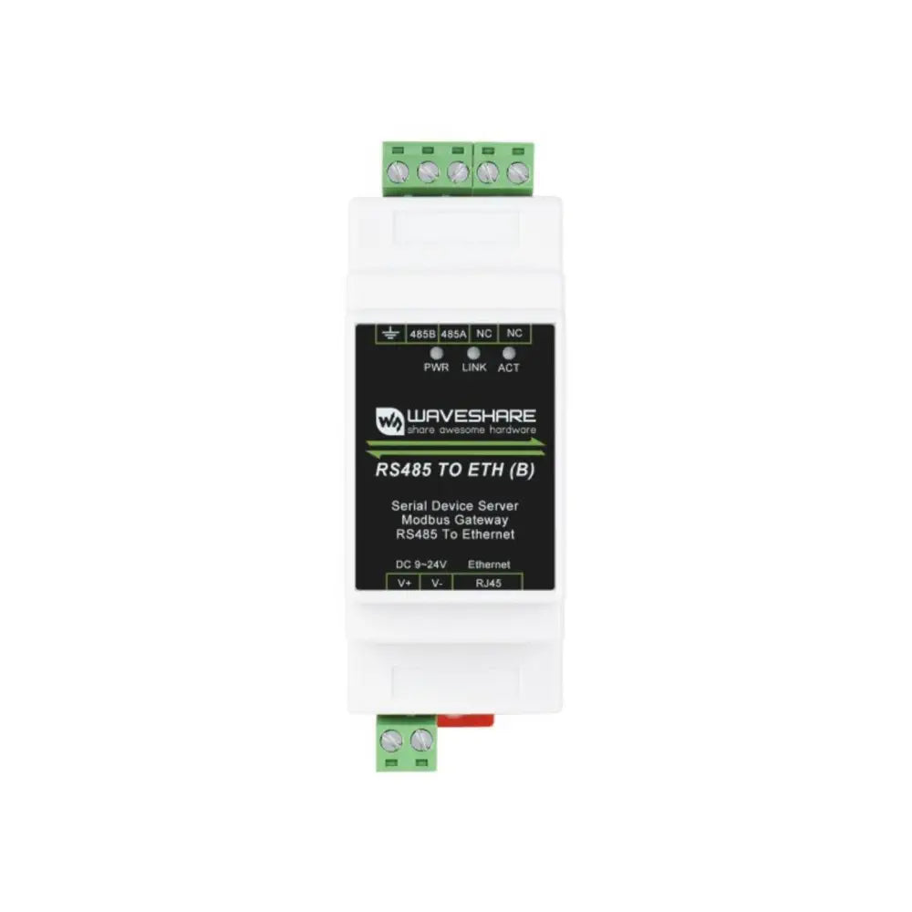 Industrial Serial Server, RS485 to RJ45 Ethernet, TCP/IP to Serial, Rail-Mount