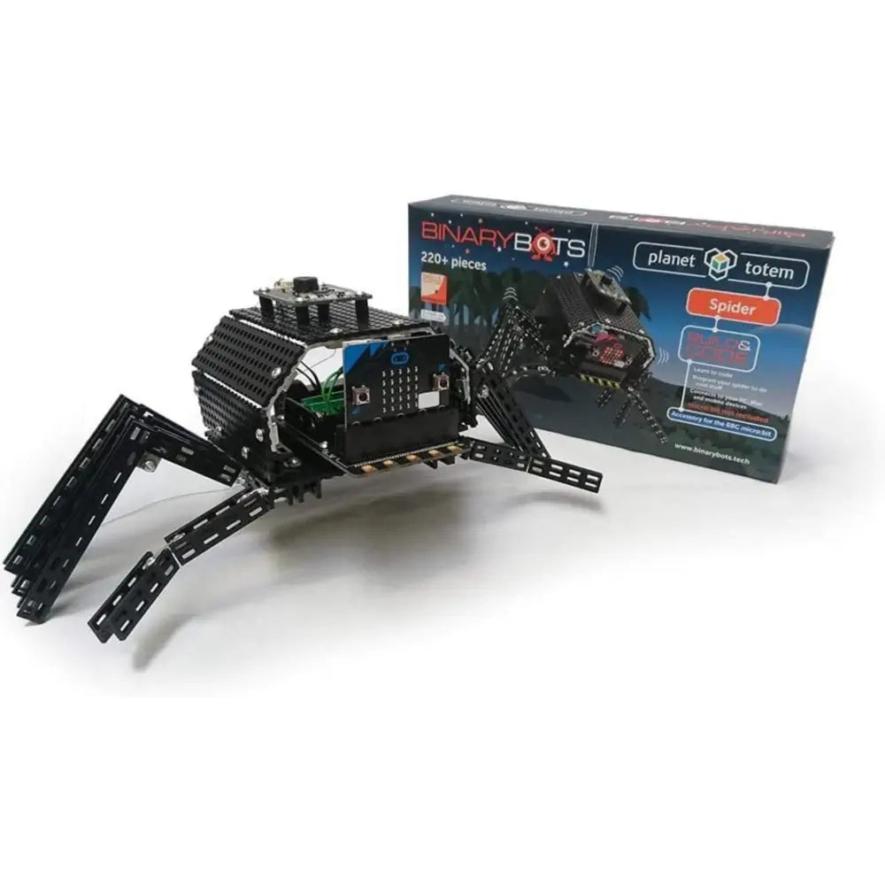 BinaryBots Totem Spider Robot Kit with BBC micro:bit - Sensor Board Coding Toy - Motion Emotion Interactive STEM Robot with Motorized Web - Learning Kit for Kids &amp; Schools | Spider