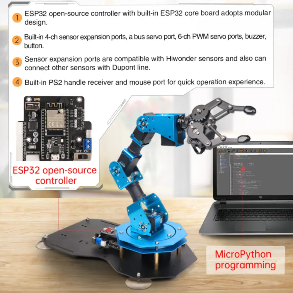 xArm ESP32 Bus Servo Robotic Arm Powered by Open-source ESP32 Python Programmable Robot  (Unassembled Kit + Sensor kit)