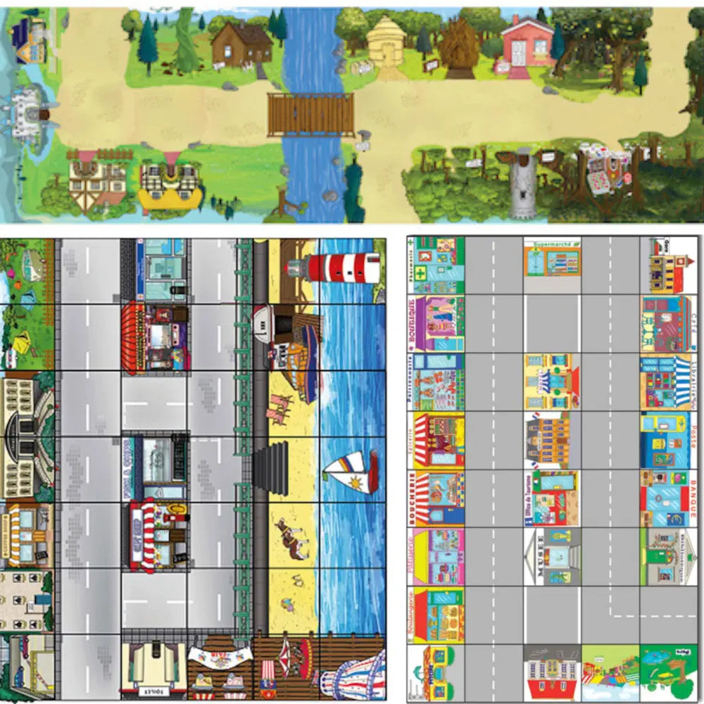 TTS Bee-Bot &amp; Blue-Bot Floor Play Mat Set - 15 Mats (French Town, Fairy Tale, Seaside), Coding Activity Mats, STEM Learning, Programming &amp; Language Skills | Classroom Use