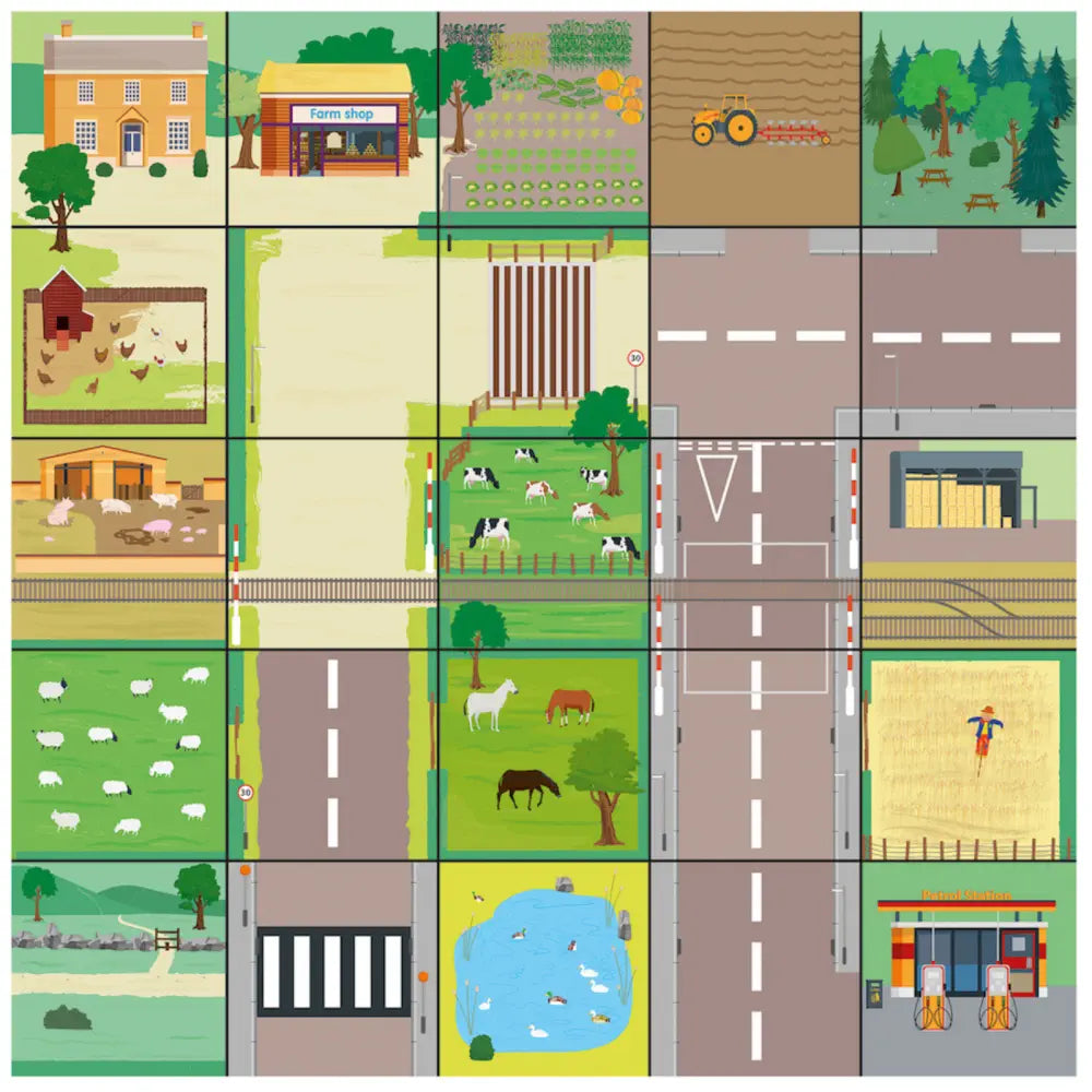 TTS Bee-Bot &amp; Blue-Bot Countryside STEM Coding Play Mat - Educational Floor Robot Activity Mat - Farm, Animals &amp; Rural Life Learning for Early Programming, Sequencing &amp; Directional Skills for Kids