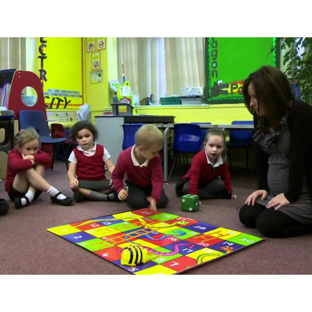 TTS Bee-Bot &amp; Blue-Bot Snakes and Ladders STEM Coding Play Mat - 90 x 90 cm Educational Floor Robot Activity Mat - Numeracy, Sequencing &amp; Computational Thinking Game for Kids (Dice Not Included)